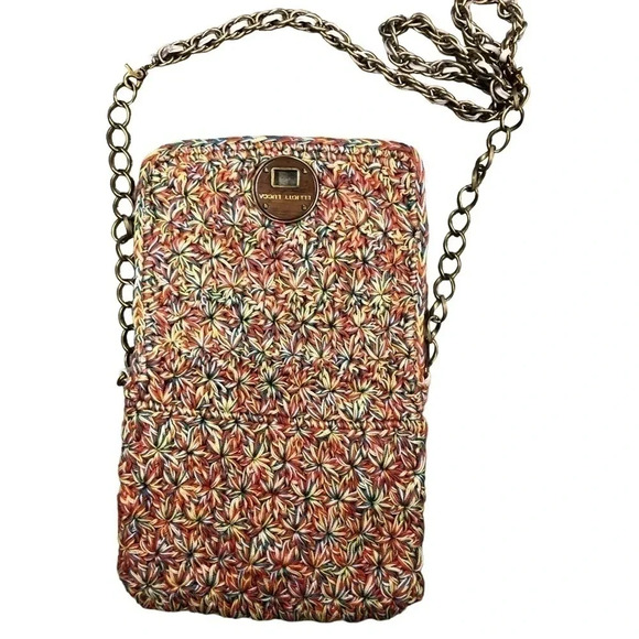 Elliott Lucca Woven Knit‎ Crochet Flap Handbag Metal Leather Chain Strap Purse - Picture 2 of 9